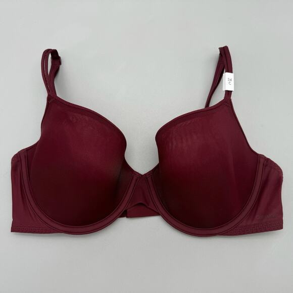 Calvin Klein Bra Womens 34C Wine Modern Feminine Basic Sexy Lounge Minimalist - Picture 1 of 7